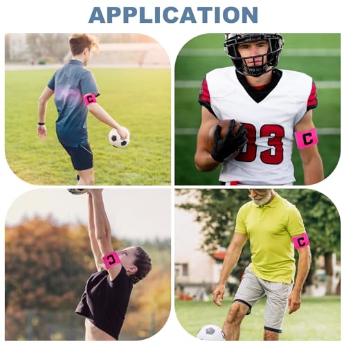 4PCS Pink Nylon Elastic Protective Arm Badge, Captain Arm Bands for Soccer Adjustable Leader Captain Armband Outdoor Player for Basketball Football Team