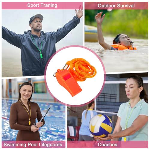 Whistles with Lanyard, Training Sports -Fitting for (Coaches/Referee/Outsides/Team Events) - color: Orange
