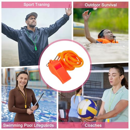 Whistles with Lanyard, Training Sports -Fitting for (Coaches/Referee/Outsides/Team Events) - color: Orange