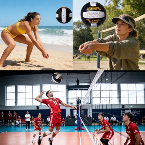 SKEO Training Volleyball Weighted 1.1 LBS Heavy Ball Official Size 5, for Outdoor Indoor, Softy Composite Leather Delivers Authentic Feel Natural Bounce (Deflated)