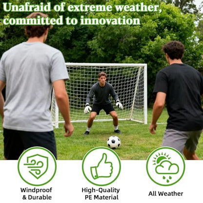RAINFLOW Soccer Goal Net Replacement - 12x6 Ft Football Net for Kids Youth Adults Football Training Sports,Economy Replacement Soccer Nets for Backyards, Schools, Beaches (Include 15 Adhesive Straps)