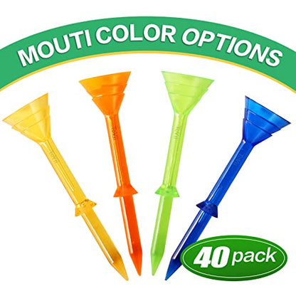 3-1/4" Big Cup Plastic Golf Tees 40 Pack｜Excellent Durability and Stability Tees |Golf Plastic Tees Reduced Friction & Side Spin - color: Blue+Green(3-1/4")