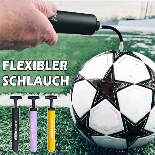 Sports Ball Pump Inflator with 5 Needles (Pin), Dual Action Hand Held Portable Air Pump with pins to Inflate Soccer Ball, Football, Volleyball, Rugby, Netball & Basketball - color: black
