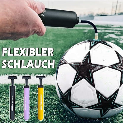 Sports Ball Pump Inflator with 5 Needles (Pin), Dual Action Hand Held Portable Air Pump with pins to Inflate Soccer Ball, Football, Volleyball, Rugby, Netball & Basketball - color: black
