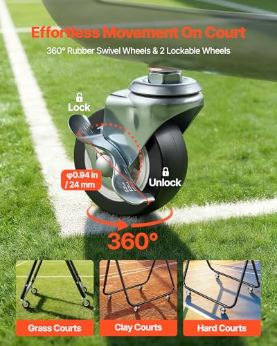 VEVOR Tennis & Pickleball Hopper Holds 200/175/150/120 Balls, 3-in-1 Tennis Foldable Pickleball Basket Cart for Easy Installation, Storage Bag for Tennis Training & Teaching