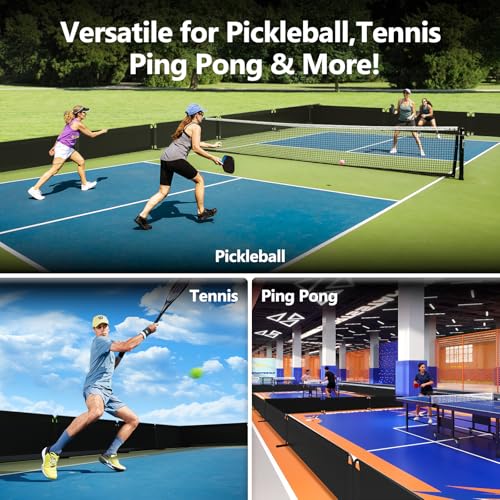 Pickleball Court Dividers, 3 Extra-Large Ball Barrier Panels-10×2.5 ft Each, Portable Pickleball Baffle Barrier to Block Stray Balls, Pickleball Field Fence