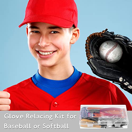 Glove Relacing Kit for Baseball or Softball Mitts Baseball Care Kit Include 2 Strips 78.74 inch Lace Drawstring Threader 4 Glove Locks 5 Lacing Tools with Box