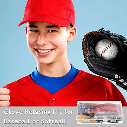 Glove Relacing Kit for Baseball or Softball Mitts Baseball Care Kit Include 2 Strips 78.74 inch Lace Drawstring Threader 4 Glove Locks 5 Lacing Tools with Box