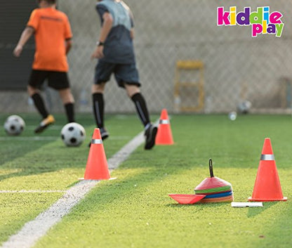 Kiddie Play 7 Inch Traffic Cones Sports Soccer Drills Agility Training Orange Cones for Kids (Set of 12)
