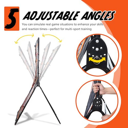 4x7FT Lacrosse Rebounder, Volleyball Rebounder Net, 5 Adjustable Angles Lacrosse Bounce Back for Backyard & Outdoor, Baseball Softball and Soccer Rebound with Target Strip, Sturdy Frame