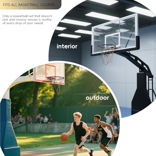 Basketball Net Heavy Duty Replacement,Carbon Steel Chain Basketball net, Anti-Rust Use Indoor Outdoor Standard 12 Loops Hoop - color: Black/Yellow