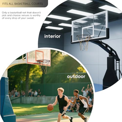 Basketball Net Heavy Duty Replacement,Carbon Steel Chain Basketball net, Anti-Rust Use Indoor Outdoor Standard 12 Loops Hoop - color: Black/Yellow
