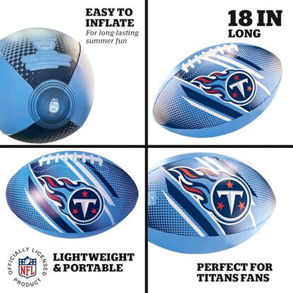BigMouth 18” Inflatable Pool Football Officially Licensed NFL Fan Gear Merchandise Beach Ball Games for Adults and Teens - style: Tennessee Titans