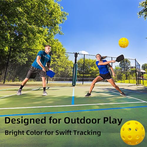 6 Pack Pickleball Balls for Outdoor & Indoor, 40-Holes Practice & Game Pickle Balls with Mesh Bag, High Visibility - color: Yellow - 6 Pack