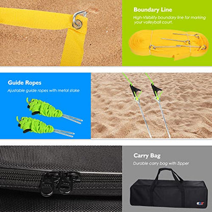 GSE Games & Sports Expert Outdoor Badminton and Volleyball Combo Set, Yard Net Game Set with Ball, Pump, Boundary Line and Carry Bag for Backyard, Beach, Lawn and Park, Family Games - color: Professional Volleyball Set