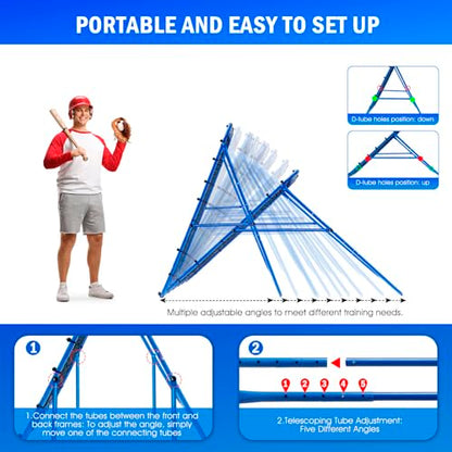Volleyball Baseball Rebounder Net, Softball Rebounder Pitchback Net Quick Adjustments, Quick Adjustments Lacrosse Bounce Back Practice Equipment, Ideal for Outdoor Indoor and Backyard Training - size: 5FTx4FT, style: Multi-Sport Rebounder Net