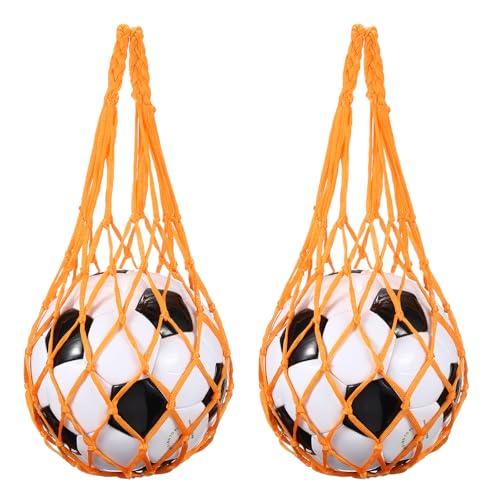 uxcell Basketball Net Bags, Nylon Soccer Ball Holder Portable Multifunctional Single Ball Mesh Net Bag for Storage Basketball Soccer Rugby Balls - color: Yellow