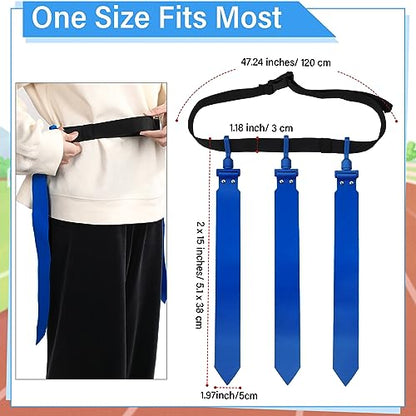 Wettarn 10/16 Player Flag Football Belts Adjustable Flag Football Set with Cones Bag for Youth Adults Kids Training Sport - color: Blue, Yellow