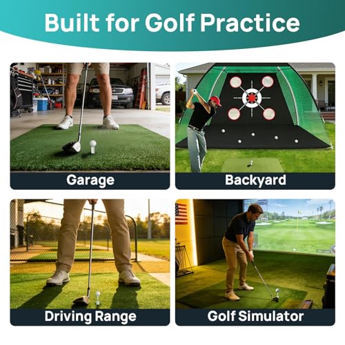 68 Pcs Golf Mat Tees Set, Mix Sizes Rubber Tees for Simulator & Hitting Mats, Golf Swing Training Aid with Impact Tape and Bamboo Tee for Beginners & Pro Golfers Indoor or Driving Range Practice