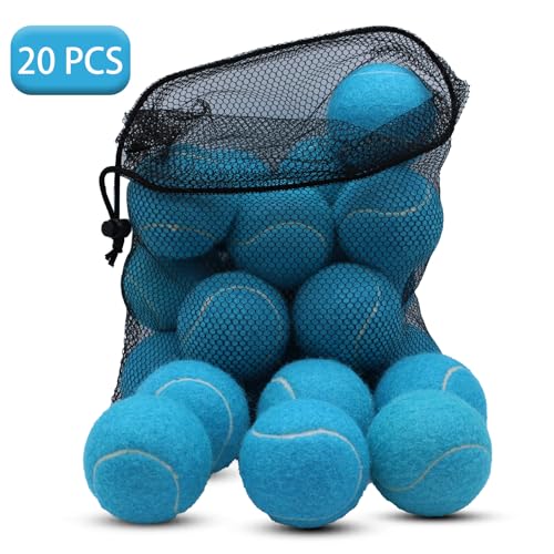 SHYUJAJIE Tennis Balls, 20 Pack Training Tennis Balls,High Elasticity Practice Tennis for Beginner, Exercise Playing Balls for Pet Dog - color: Light Blue