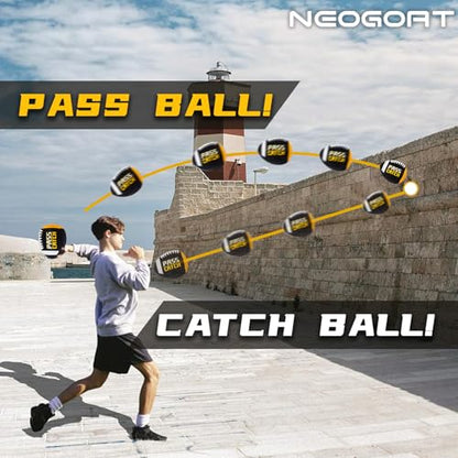 PassCatch Training Football, Fatherless Bounce Back Football Training Equipment Composite Leather Improving Enhance Solo Passing Catching Skills Offical Size(Ages 14+,Deflated)