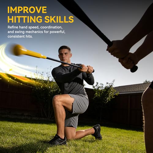 KRUI Baseball Hitting Stick Batting Swing Trainer, 54" Softball Baseball Training Equipment with Grip Strap, Ideal One-on-One Coaching Tool for Swing Mechanics & Hand-Eye Coordination