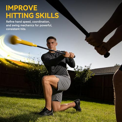 KRUI Baseball Hitting Stick Batting Swing Trainer, 54" Softball Baseball Training Equipment with Grip Strap, Ideal One-on-One Coaching Tool for Swing Mechanics & Hand-Eye Coordination