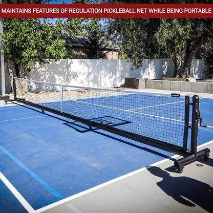 Dominator PRO Portable Pickleball Net - Heavy Duty USAPA Compliant Portable Regulation Pickleball Net - Indoor/Outdoor Aluminum Rust Proof Frame w/Adjustable Net Tension & Locking Wheels - style: Black