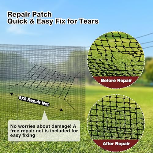 Baseball Batting Netting20/35/40/55/70FT(ONLY NET), Professional Softball Baseball Batting Cage Net, Heavy Duty Enclosed PE Practice Net for Indoor and Outdoor Batting Hitting Training Net - size: 35FT