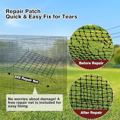 Baseball Batting Netting20/35/40/55/70FT(ONLY NET), Professional Softball Baseball Batting Cage Net, Heavy Duty Enclosed PE Practice Net for Indoor and Outdoor Batting Hitting Training Net - size: 35FT