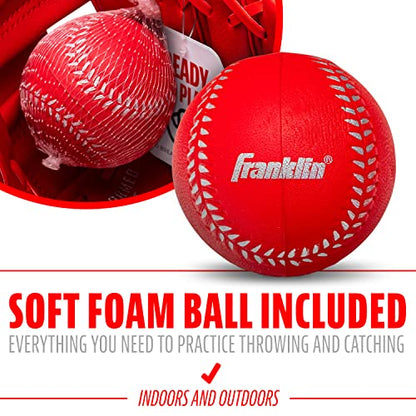 Franklin Sports Kids Baseball Gloves - RTP Youth Teeball Glove + Ball Set - Boys + Girls Teeball Mitt - 9.5" - color: Red
