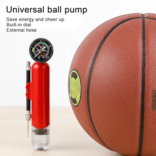 YOXIER Ball Pump,Ball Pump with Pressure Gauge,Dual Action Sports Ball Pump with Needle,Air Pump with Inflation Needles & Pressure Release Valve for Basketball,Football & Other Inflatable Balls Yellow - color: Yellow