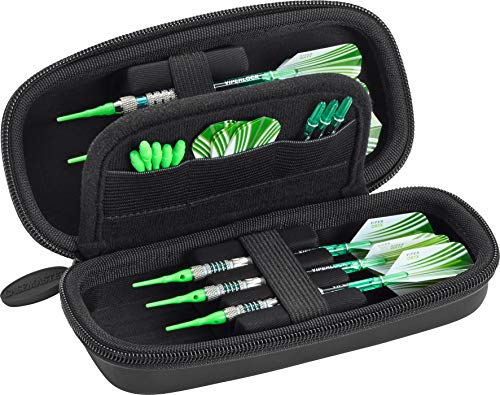 Casemaster Sentry Dart Case Slim EVA Shell for Steel and Soft Tip Darts, Hold 6 Darts and Features Built-in Storage for Flights, Tips and Shafts - color: Black