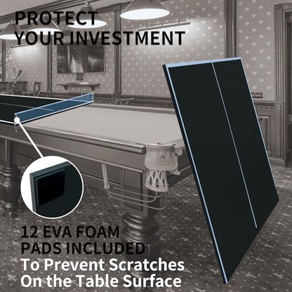 8×4ft Black Mid-Size Ping Pong Conversion Top Foldable & Portable Table Tennis Table Top for Indoor Games