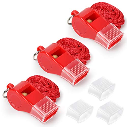 Fya Whistle with Lanyard and Mouth Grip, Super Loud Sports Whistles, Perfect for Coaches, Referees, Emergency, Lifeguard, Survival, Outdoor - color: Red