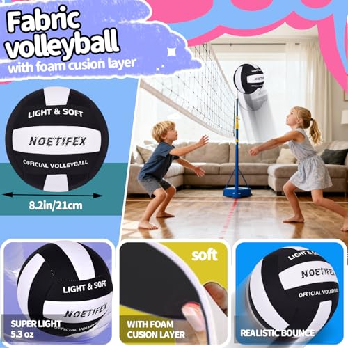 Soft Volleyball-Super Soft Fabric Light Volleyball for Indoor Practice Safe and Quiet Kids Youth Beginners House Yard Training Practice Games(Deflated) - color: Black,white