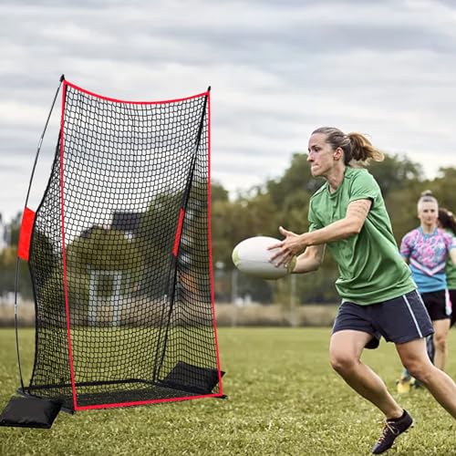 Football Kicking Net Throwing Target - 4x7FT Heavy Duty Iron Base for Backyard Practice Portable Quarterback Training for Youth with Sandbags