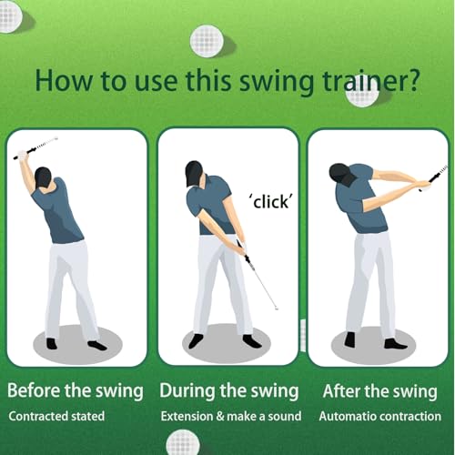 Retractable Golf Swing Trainer, Golf Training Aid and Grip Trainer with Click Feedback for Right-Handed - Ideal Golf Swing Training Aid for Indoor & Outdoor Practice Use1