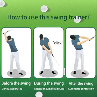 Retractable Golf Swing Trainer, Golf Training Aid and Grip Trainer with Click Feedback for Right-Handed - Ideal Golf Swing Training Aid for Indoor & Outdoor Practice Use1