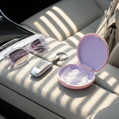 2 Pack Retainer Case, Compatible with Invisalign, Slim Aligner Case with Removal Tool, Aligner Seaters & Brush, Pocket Size Secure Magnetic Closure for Travel - Pink & Lavender - color: 2 Pack - Pink & Lavender