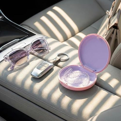 2 Pack Retainer Case, Compatible with Invisalign, Slim Aligner Case with Removal Tool, Aligner Seaters & Brush, Pocket Size Secure Magnetic Closure for Travel - Pink & Lavender - color: 2 Pack - Pink & Lavender