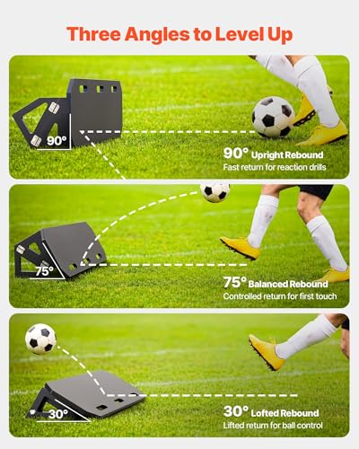 VEVOR Upgrade 3-Angles Soccer Rebounder Board, 40 x 12 in Portable Soccer Rebound Wall, HDPE Sports Kick Back Trainer, Soccer Training Equipment for Passing & Reaction Skills