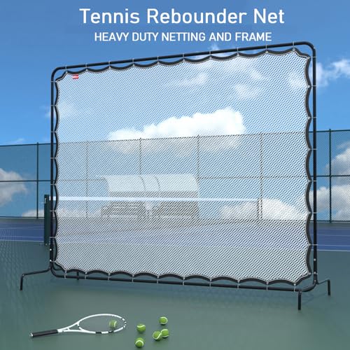 Tennis Rebounder Net, Tennis Net, 9.5 x 7Ft Rebound Practice Wall for Tennis Racquet Sports Ball Pickleball, Tennis Backboard Net for Tennis Court Backyard Outdoor Training