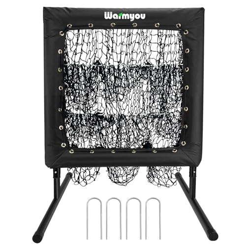 Pitching Net, Portable 9 Hole Baseball & Sotball with Strike Zone - Height Adjustable Easy Setup for Indoor/Outdoor
