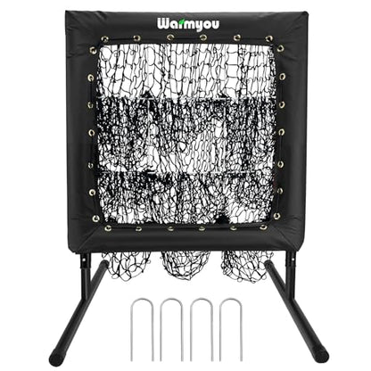 Pitching Net, Portable 9 Hole Baseball & Sotball with Strike Zone - Height Adjustable Easy Setup for Indoor/Outdoor