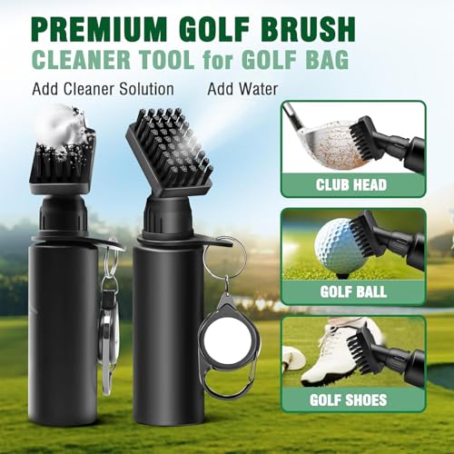Golf Club Cleaner Brush Kit, Golf Groove Scrubber with Retractable Clip/Golf Groove Sharpener/Golf Towel/Brush Head, 4Oz Squeeze Bottle for Cleaning with Nylon Bristles, Golf Accessories for Men Women - style: 1PACK GOLF CLEANER