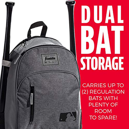 Franklin Sports Kids MLB Baseball Batpack Bag - Youth Baseball, Softball + Teeball Backpack - Sports Equipment Bag for Kids + Toddlers - Holds (2) Teeball + Baseball Bats + Includes Fence Hook
