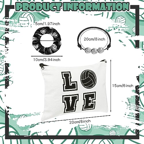 Tigeen 60 Pcs Volleyball Gifts for Teen Girls Volleyball Drawstring Gift Bags Charm Bracelet Hair Scrunchies Makeup Bag Lipstick Holders Keychain Sports Party Supplies