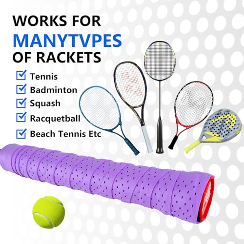 Ymapinc 6 Pcs Professional Grip Tape Anti Slip Perforated Absorbent Tennis Pickleball Overgrip Badminton Overgrip Breathable, Quick Dry
