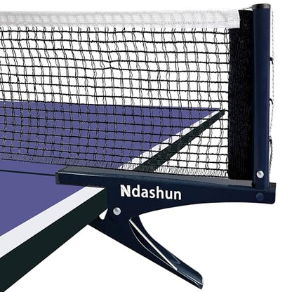 Premium Ping Pong Net with Clamps, Collapsible Table Tennis Net and Post Set, Spring Activated Clip, Tension Adjustable Mesh, Portable and Easy Setup (Navy)